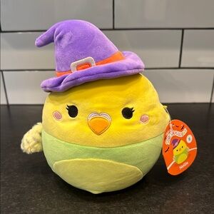 Squishmallows Yellow and Green Stuffed Animal with Witch Hat
